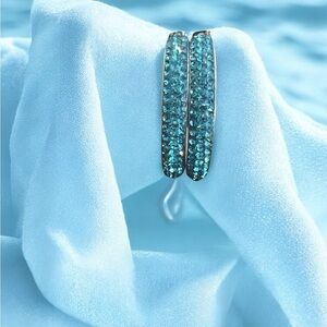 Elegant Blue Crystal Hoop Earrings